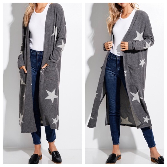 ✨LAST✨long line star cardigan with side pockets - Picture 2 of 4
